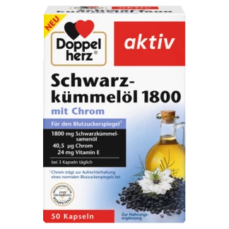 Abbildung der Produktverpackung Doppelherz aktiv Schwarzkümmelöl 1800 Frontansicht